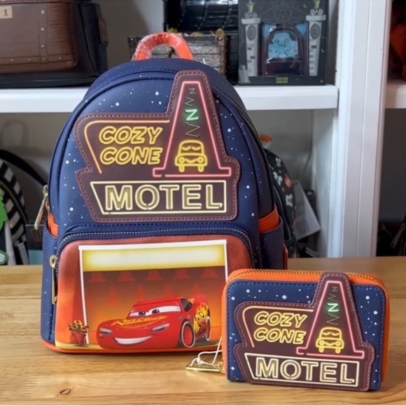 Loungefly Handbags - Loungefly Disney Pixar Moments Cars Cozy Cone Mini Backpack & Wallet Set